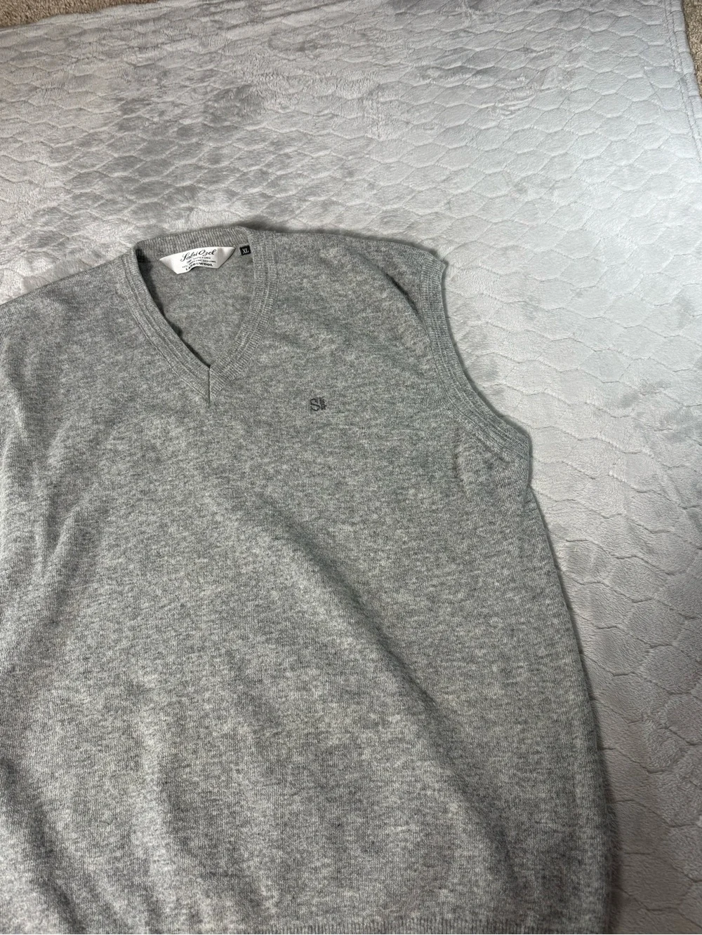 Sabri Özel Men’s XL Super Fine Geelong Lambswool Sweater Vest Gray